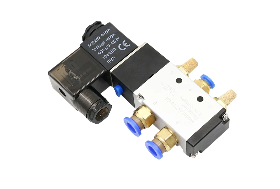 صمام لولبي Pneumatic Electric Solenoid Valve 5 Way 2 Position Control Air Gas Magnetic 4V210-08 12V 24V 110V 220V Coil Volt الغاز والوقود — تفصيل 1