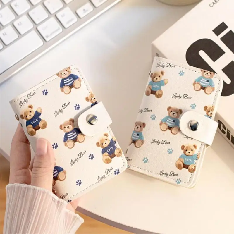 ポータブルかわいいクマカードケース大容量複数カードホルダーシンプルな 20 スロット運転免許証カバーバッグ