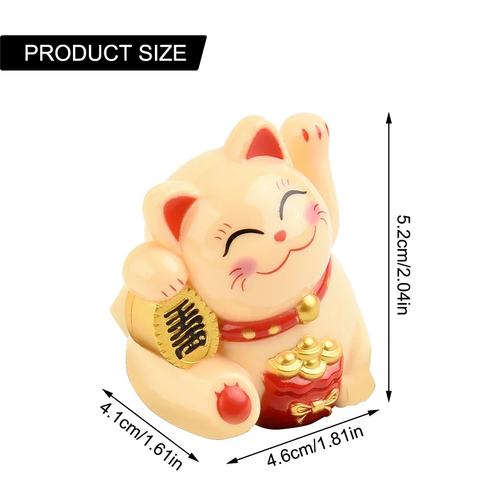 Lucky Cat Decoration Mini Solar Automatic Waving Fortune Figurine Cat Car Decoration Statue Home Desktop Auto Interior Ornament