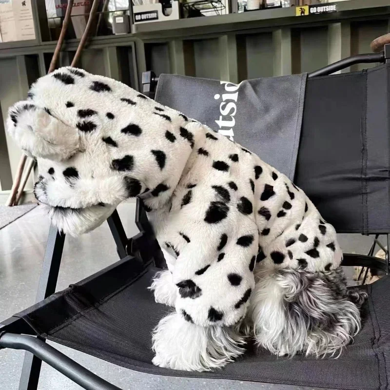 smvp Fur coat pet clothes black white spotted coat with plush insulation cat dog autumn winter pet clothes