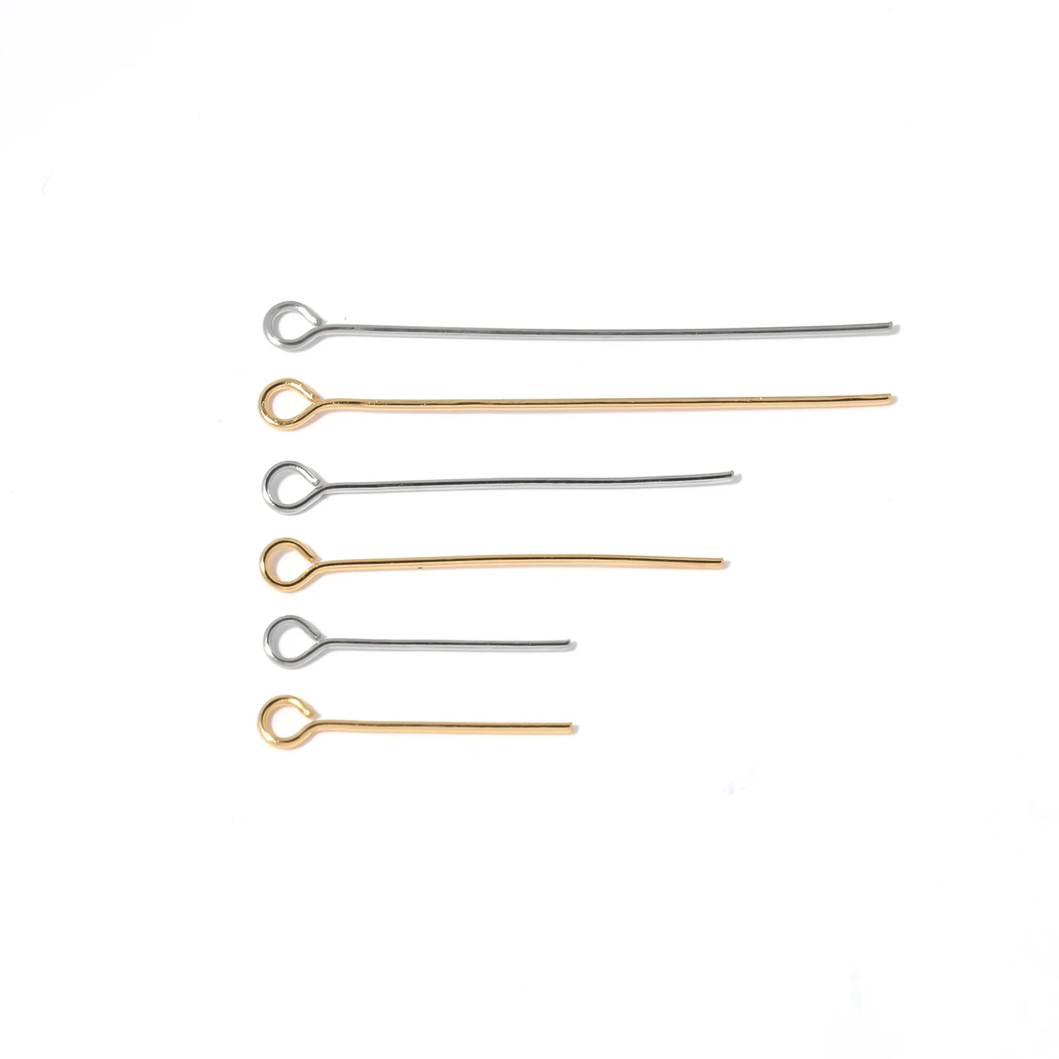 50/100Pcs/Lot 20/30/40mm Heads Eye Flat Head Pin Gold Plated Stainless Steel Ball Head Pins for Jewelry Finding Making Accessory