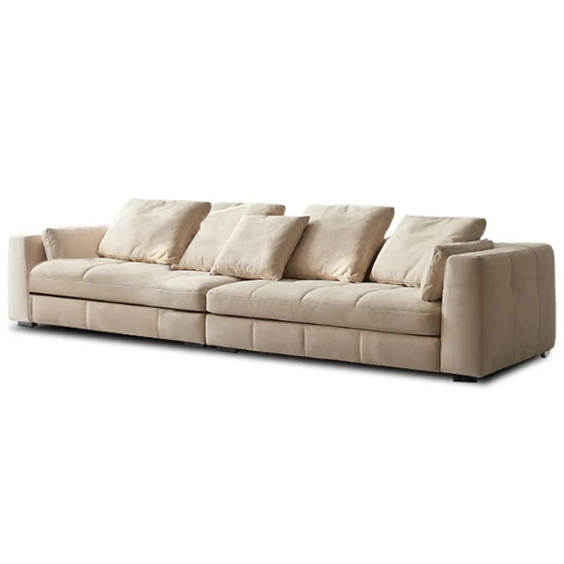 

Fabric sofa living room cream modern minimalist magic map matte cloth Italian minimalist high-end straight row sofa