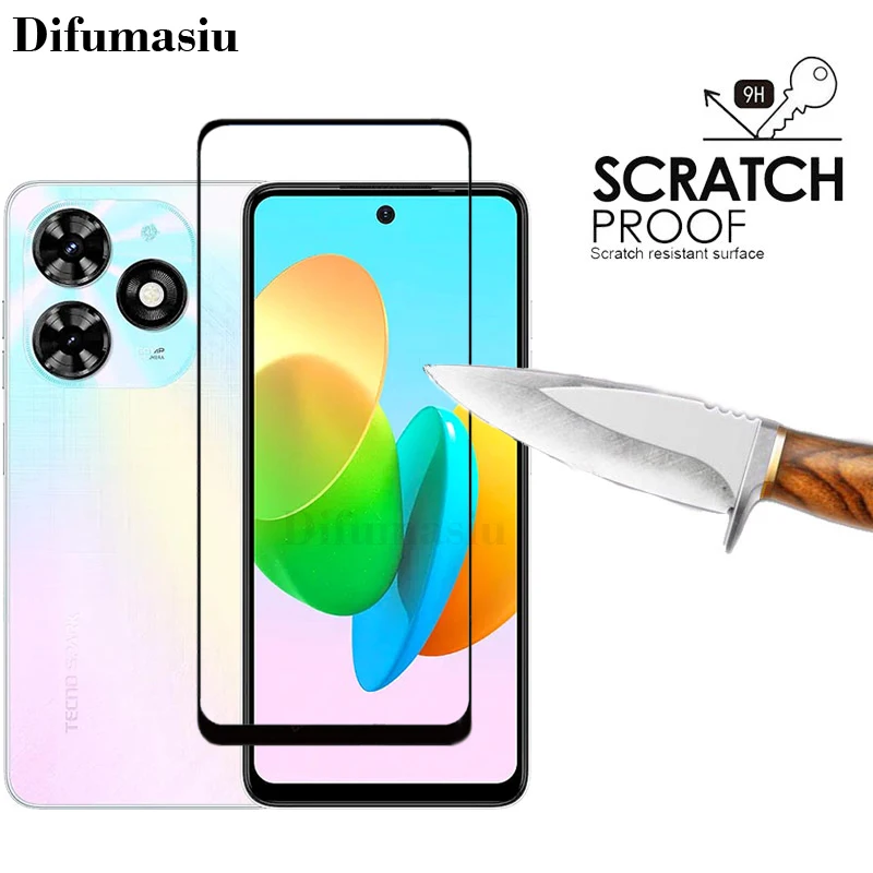 3in1 For TECNO Spark 20C Tempered Glass Spark GO 20 24 23 22 6 GO Air 7P 7T 7C 8C 8P 8T 9T 10 Pro 5G 10C Full Screen Protectors