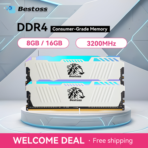 Bestoss DDR4 RGB 8GB 16GB 32GB 3200MHz Memory U-DIMM DRAM Module Desktop Gaming Computer RAM with Compatible XMP 2.0/AMD EXPO