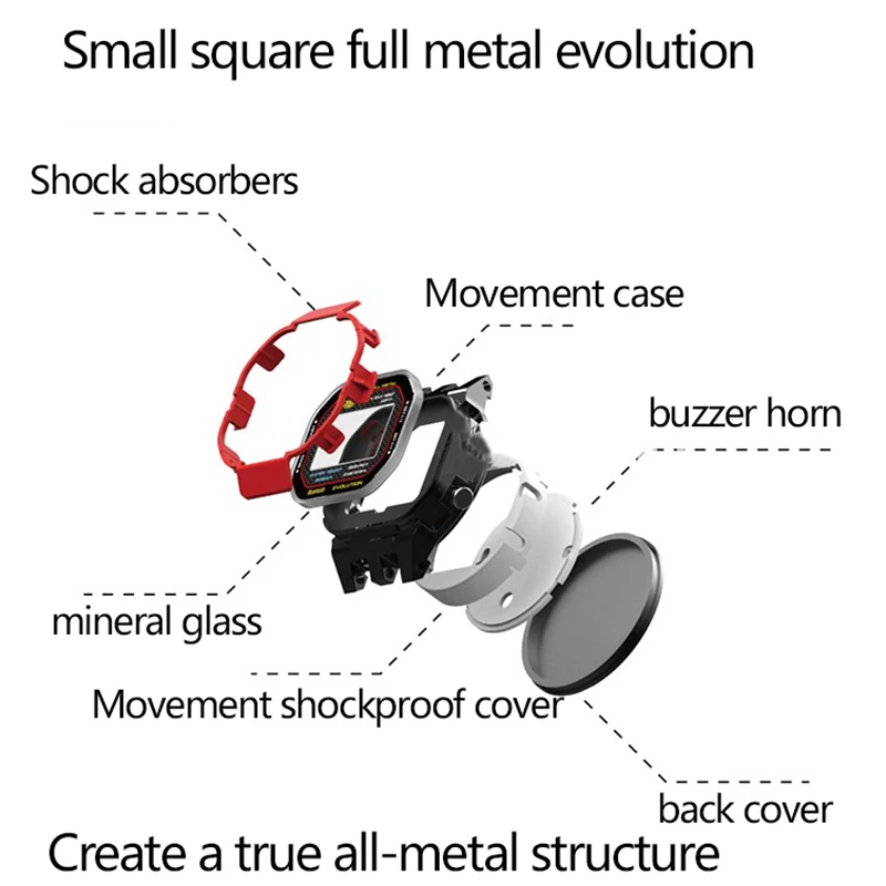 All-Metal Evolution Movement Shell For C-asio 3229 DW-5600 DW5600 DW5000 GW-B5600 Upgrade Modified to GMW-B5000 Movement Case