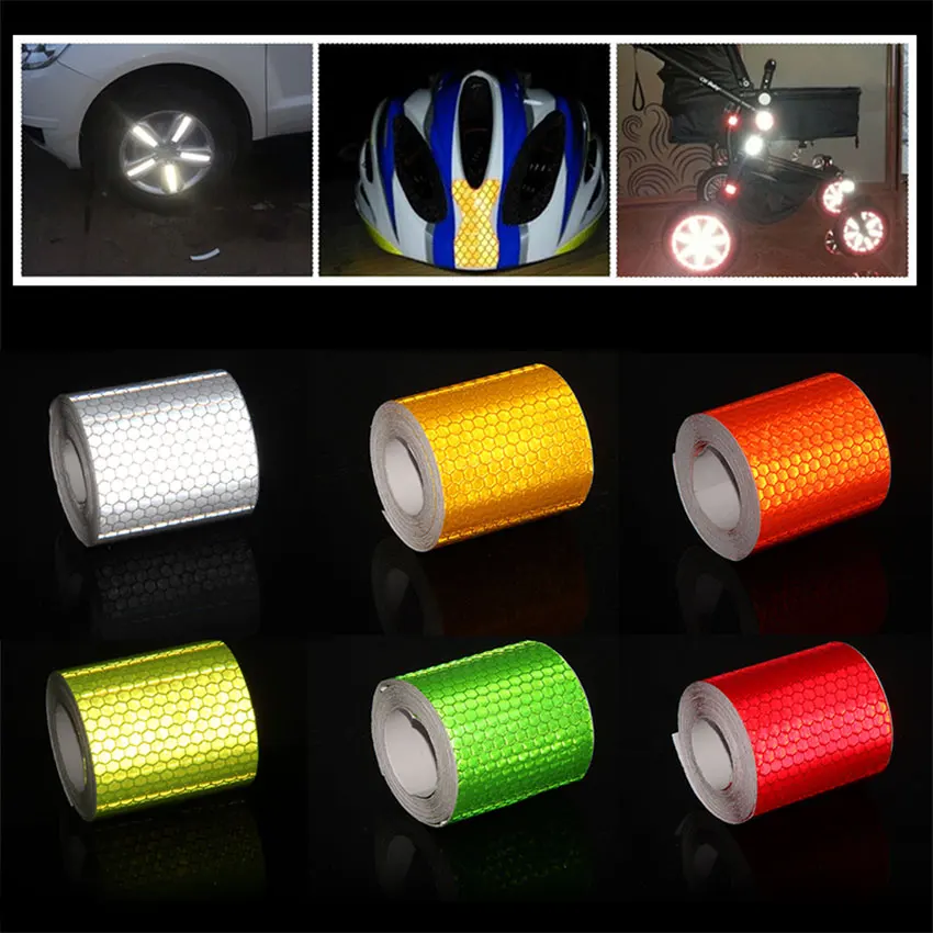 5cm*5M Car Reflective Tape Safety Warning Car Decoration Orange Sticker Reflector Protective Strip Film Auto Motorcycle Stickers