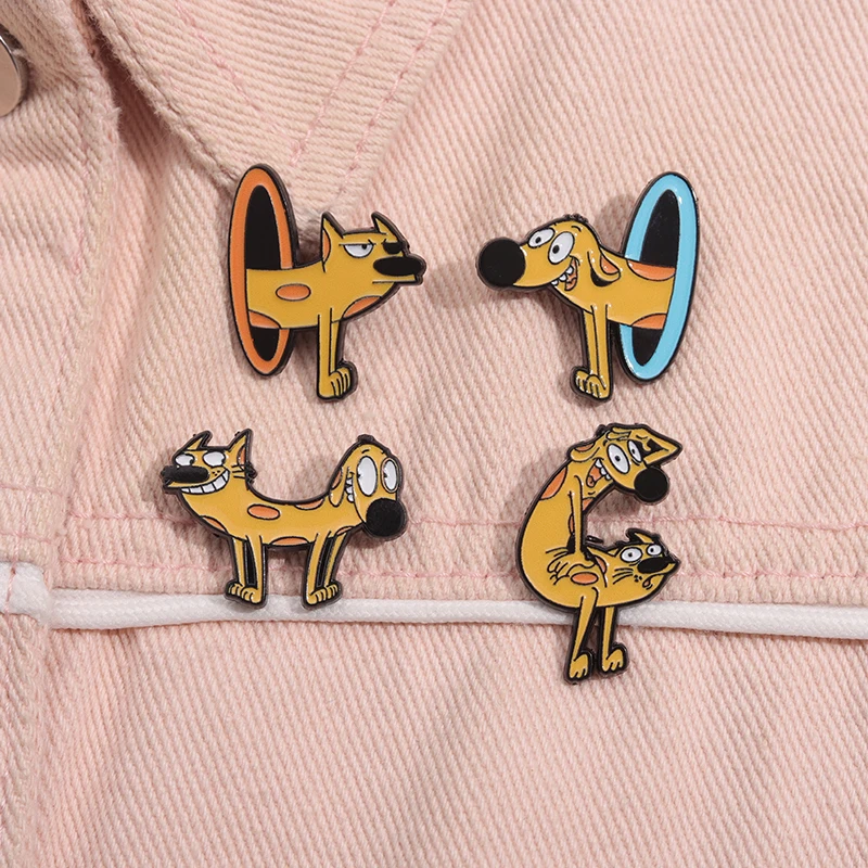 Cartoon Animation Yellow Dog Enamel Pin Cute Animal Metal Br
