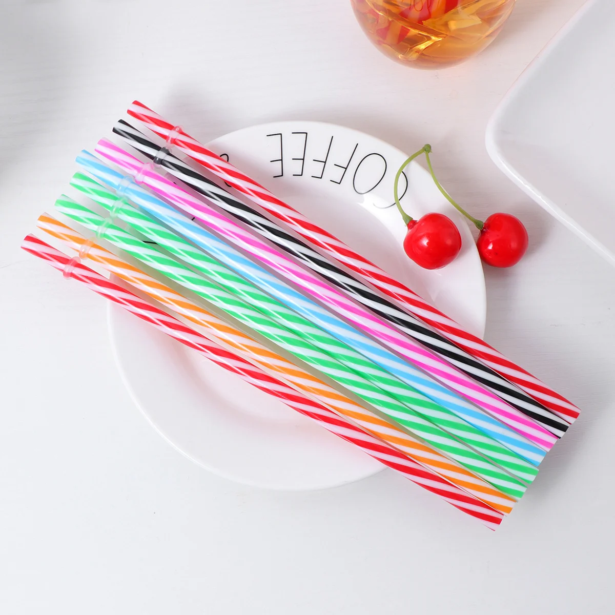 

25Pcs Thick Reusable Drinking Straws Plastic Double-Sided Use Ring Prevents Slipping Ideal for Mason Jars Tumblers Bottles Party