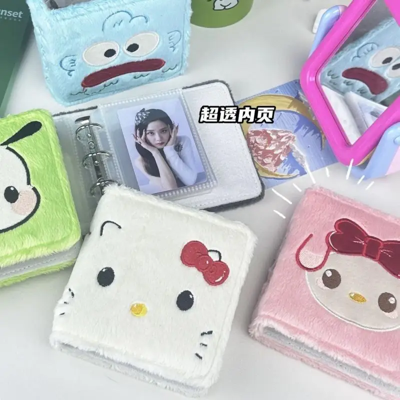 Furry Sanrio Card Book Palace Grid 3Inch Card Hangyodon Kuromi Melody Cinnamoroll Chasing Removable Organizer Book Card Booklet