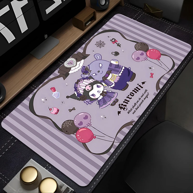 Mouse Pad Laptop Kawaii Purple Bowknot Extended Desk Mat Large PC Anime K-kuromi Skull Mousepad Pink Gamer Cabinet Keyboard Rug