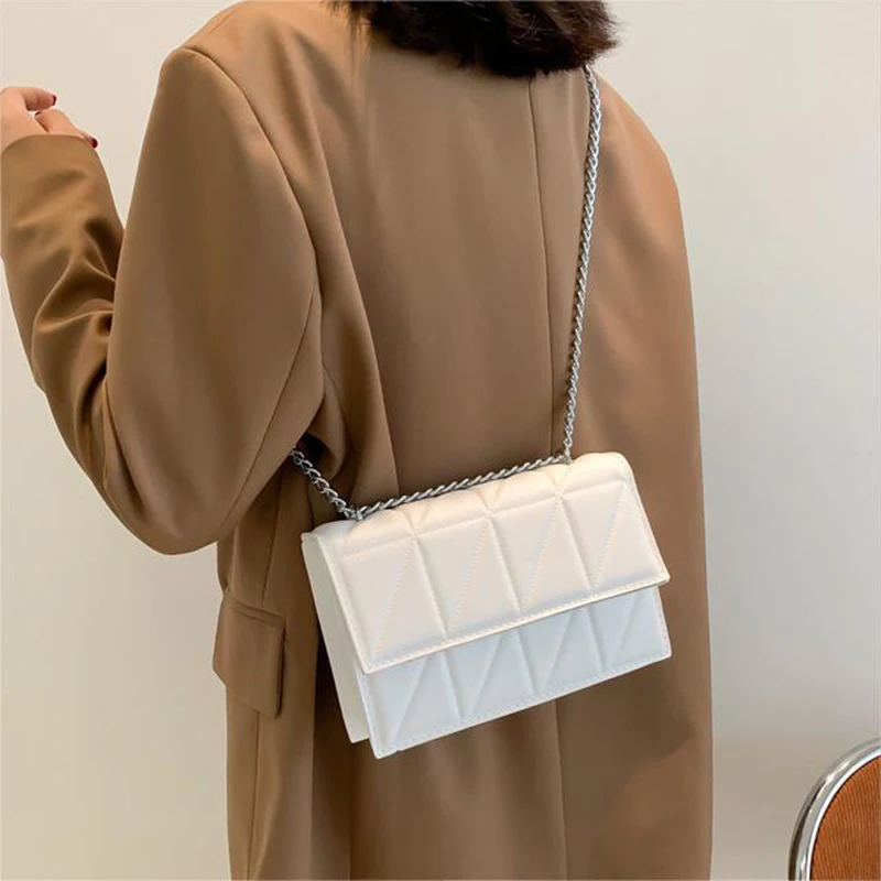 Fashion Chain Shoulder Bags for Women Stone Pattern PU Leather Crossobdy Bags Brand Tote Handbags Chains Shopper Clutch Purse