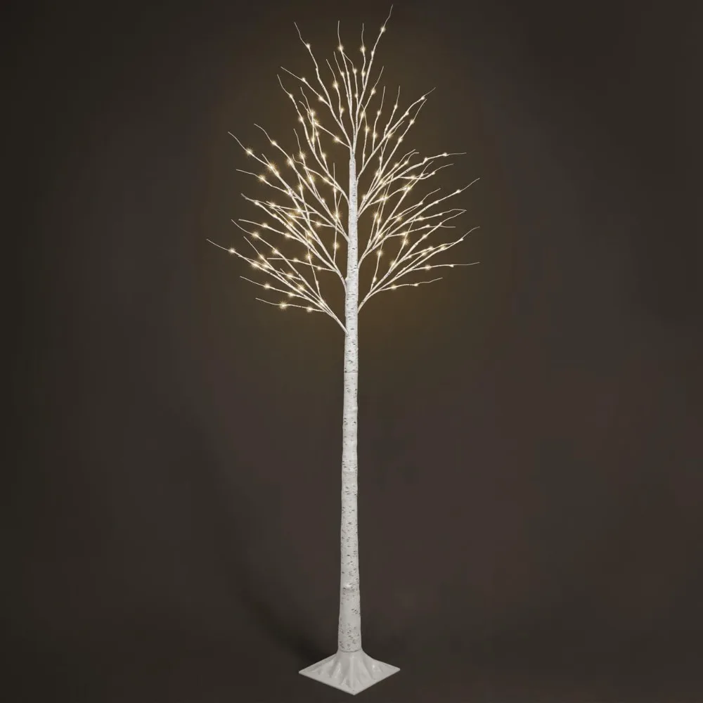 

Full White Twinkling Birch Tree with 132 LED Warm Lights Artificial Twig Tree for Holiday Festival Indoor Decoration