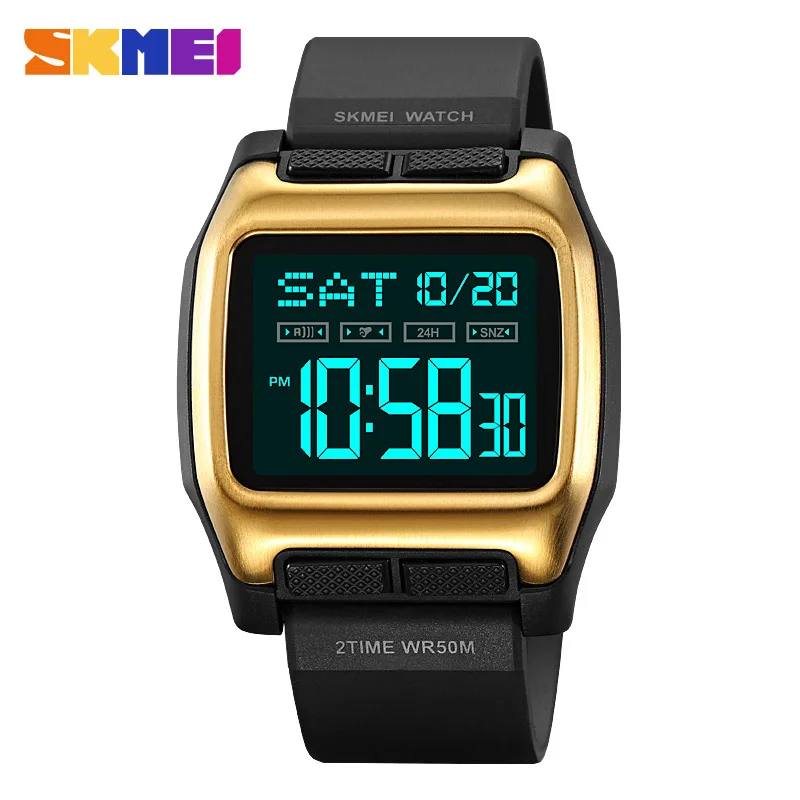 SkmeiМужские многофункциональные электронные часы для занятий спортом на открытом воздухе, мужские водонепроницаемые светящиеся электронные часы с большим циферблатом