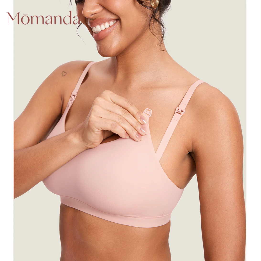 Momanda Women's Inbarely Nursing Bra Seamless Wireless Nursing Bras Support Maternity Bralettes for Breastfeeding S M L XXL