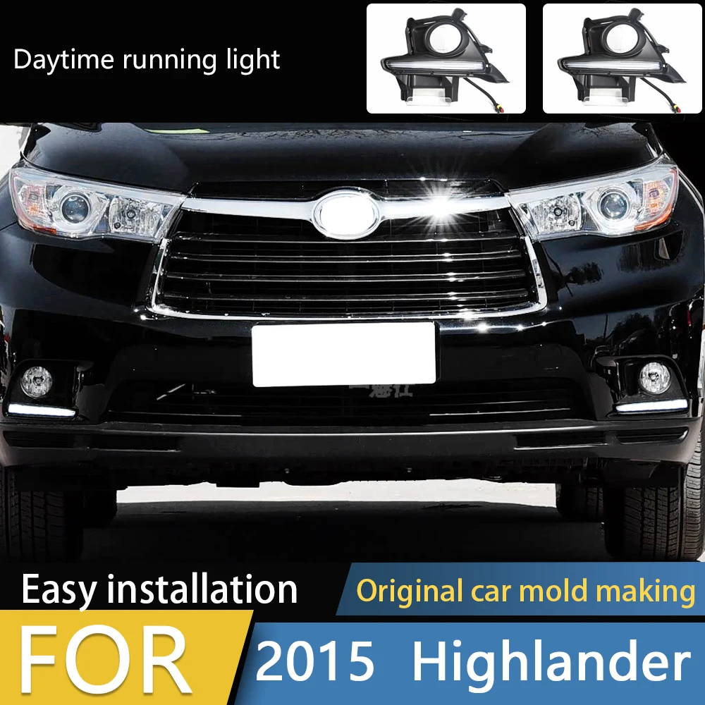 

2 шт. светодиодные DRL для Toyota Highlander 2014 2015 2016 2017, дневные ходовые огни, крышка противотуманной фары, противотуманные фары, указатель поворота