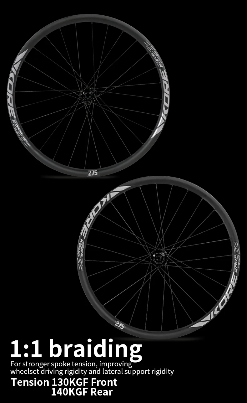 KORE MTB Carbon Laufradsatz 27,5/29 Zoll 36T Ratsche HG Nabe Vakuumreifen BOOST 28H 30/36mm Breite, für Enduro/Downhill MTB Laufradsatz – Detail 7