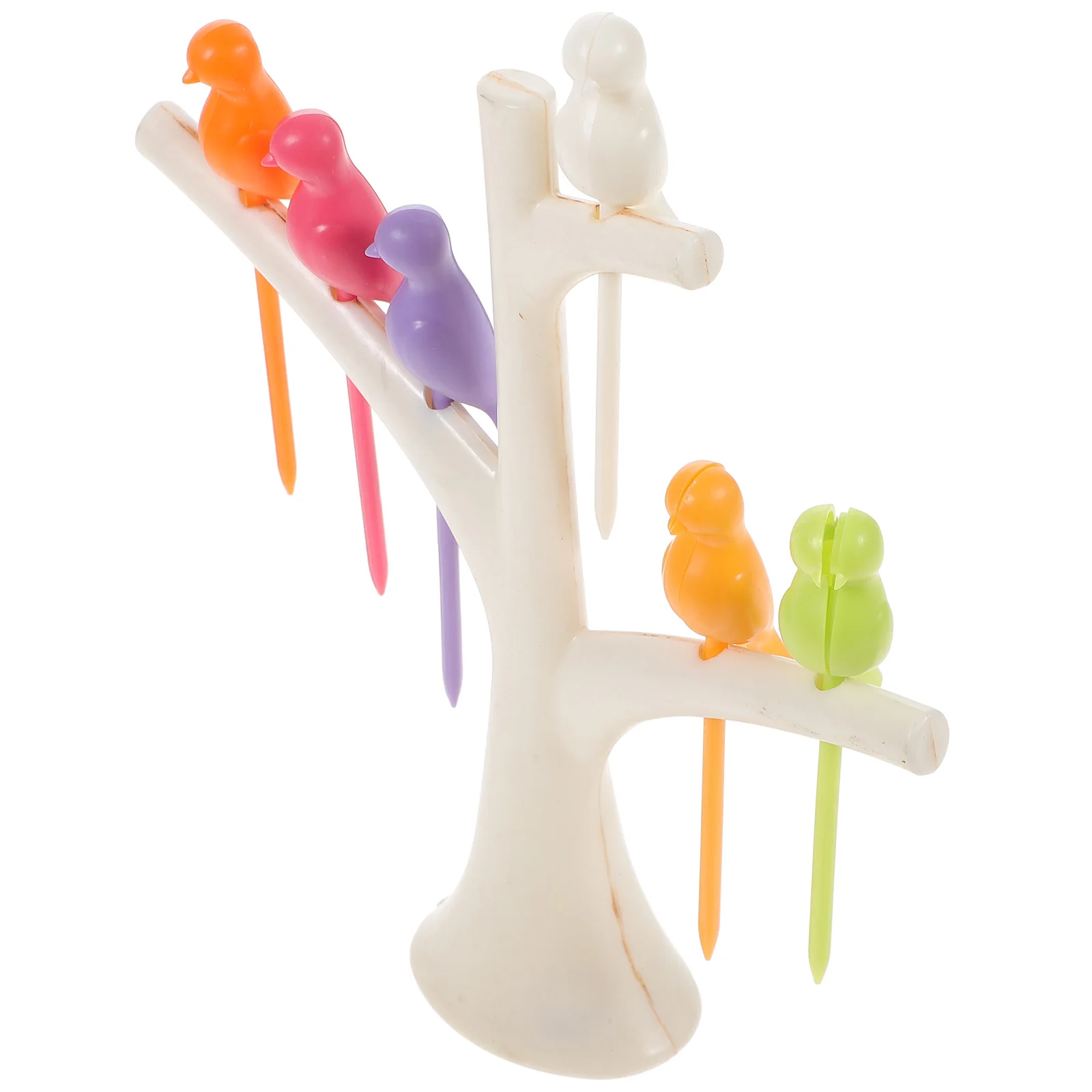 Tree and Bird Shaped Plastic Toothpick Fruit Fork (White) Fruit toothpick Plastic fruit fork Outdoor toothpick