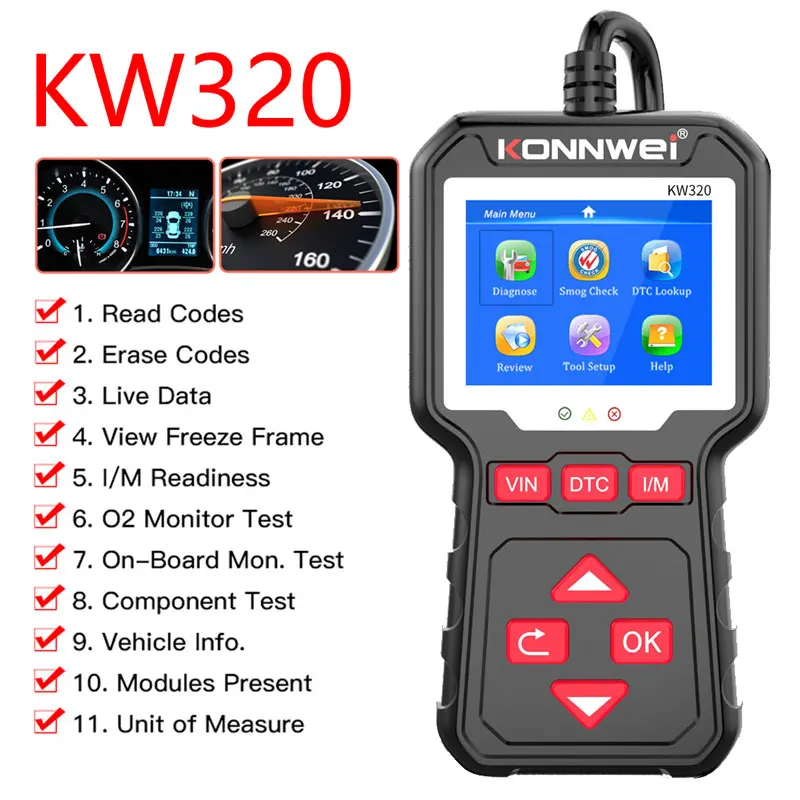 konnwei-obd2スキャナー-kw320-自動車診断ツール-リーダー-クリアコード-チェックエンジンライト-車両vin-dtc-データ表示-フル機能