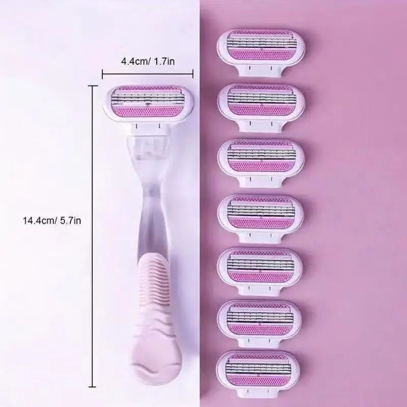 女性の安全かみそりの刃,顔,脚,脇の下,ビキニ,美容,脱毛,シェービング,互換性のある,毒シェーバー,1つのハンドルと4つの刃と8つの刃