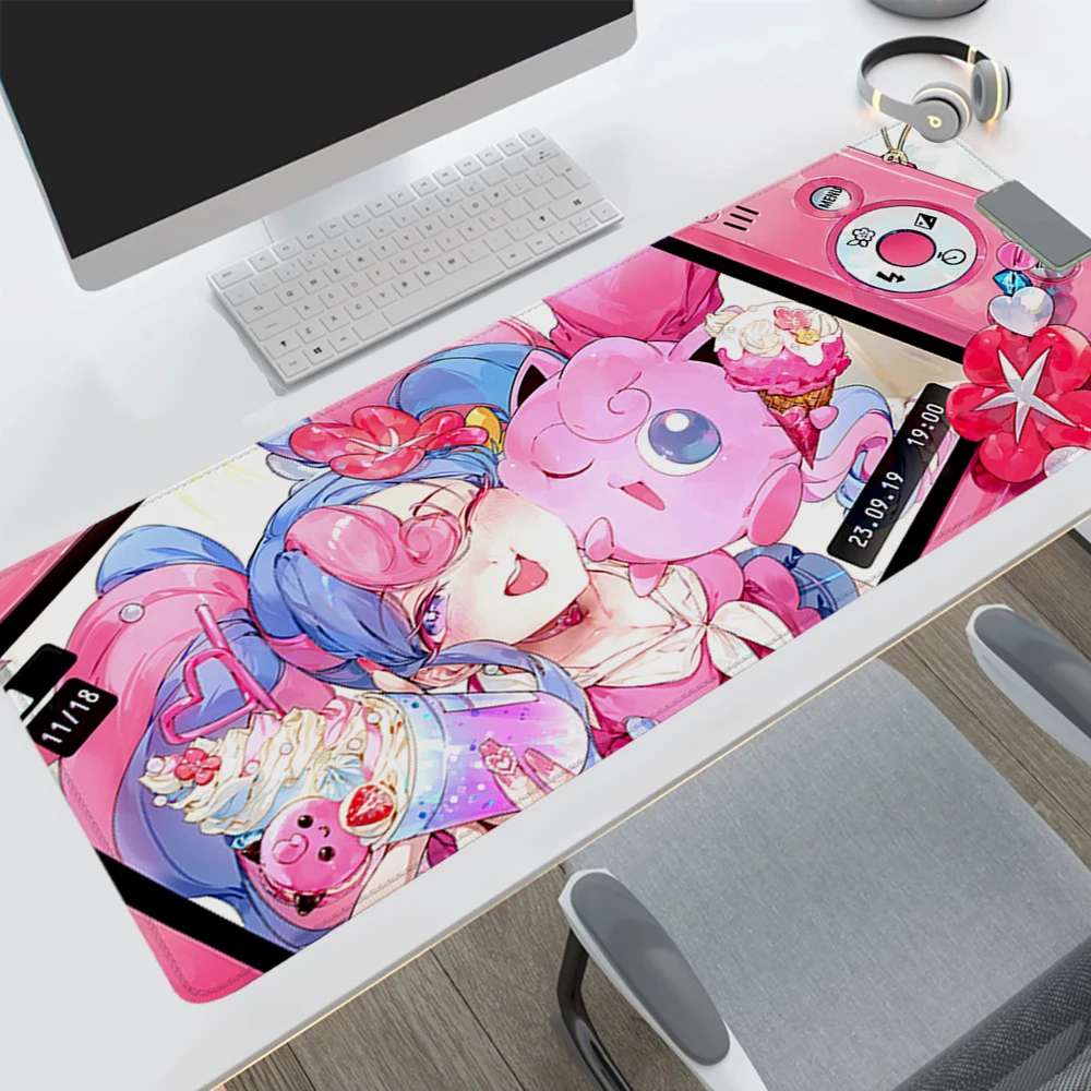 لوحة ماوس لطيفة Jigglypuff Pokemons Kawaii لوحة ماوس كبيرة لألعاب الكمبيوتر لوحة ماوس كبيرة لوحة ماوس مكتبية Xxl Deskmat #5