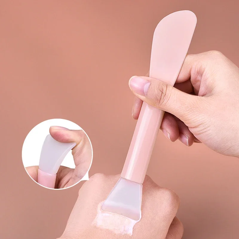 Brochas de maquillaje, cepillo para máscara Facial de doble cabezal, cepillo mezclador de barro de silicona rosa, aplicador de licuadora, herramientas cosméticas de belleza para el cuidado de la piel