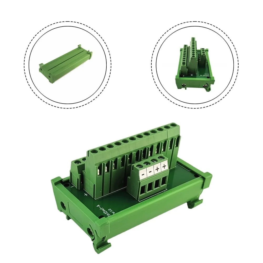 For Control Panels Green Power Splitter Board Secure Installation Power Board 2 Input 12 Output DIN Rail Mounting