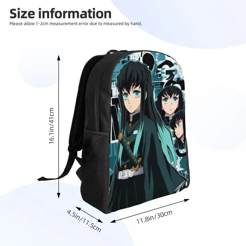 Personalizzato Demon Slayer Muichiro Tokito Poster zaino Kimetsu No Yaiba School College borse da viaggio Bookbag adatto a Laptop da 15 pollici