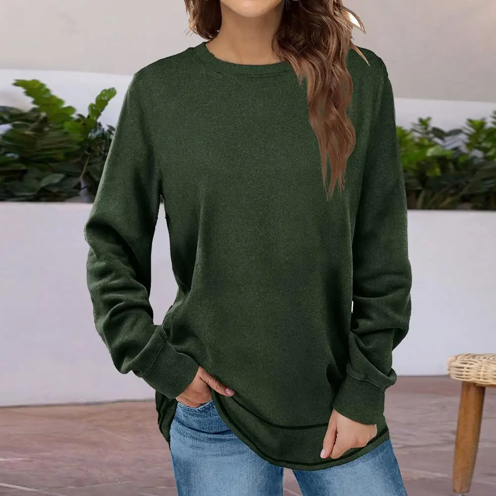 

Autumn Top Women O-Neck Long Sleeves Shirts Women Sweatshirt Spring Autumn Solid Color Loose Pullover Top Female Streetwear