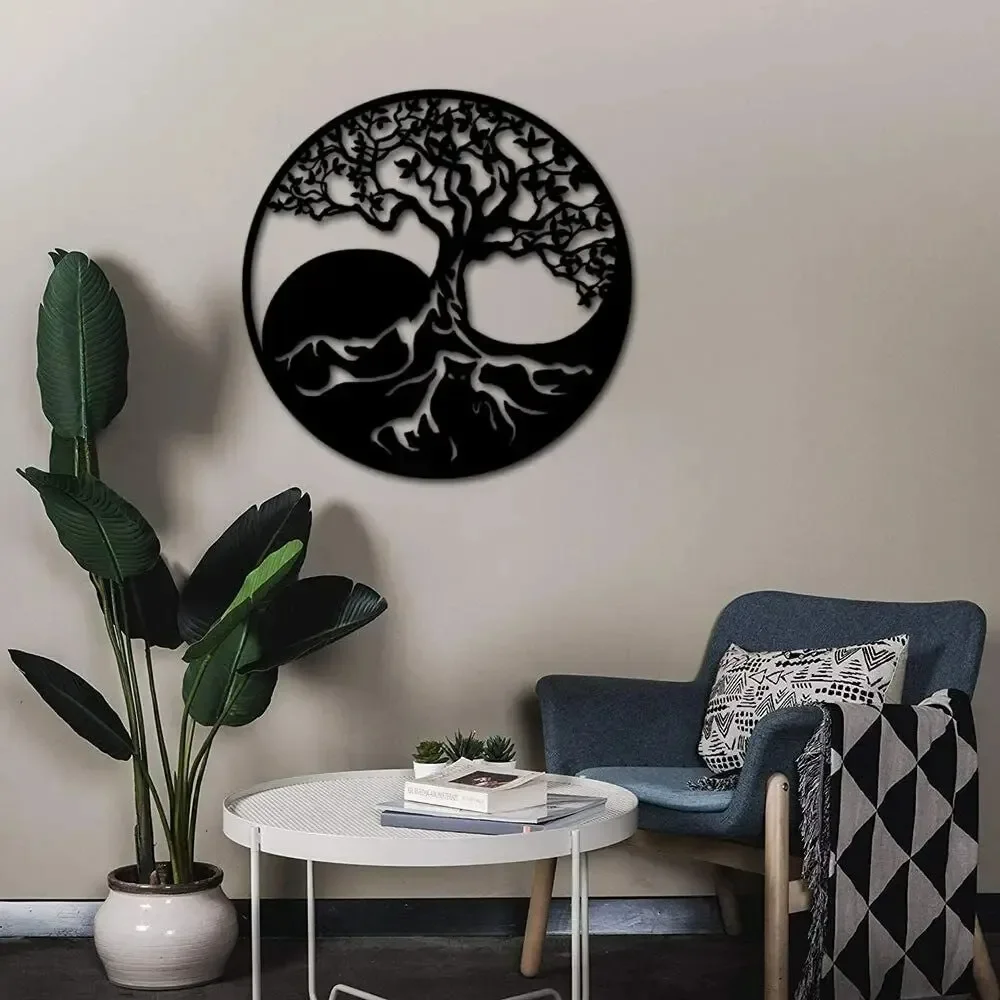 

Tree of Life Metal Wall Art Decor Yin Yang Wall Hanging for Living Room Home