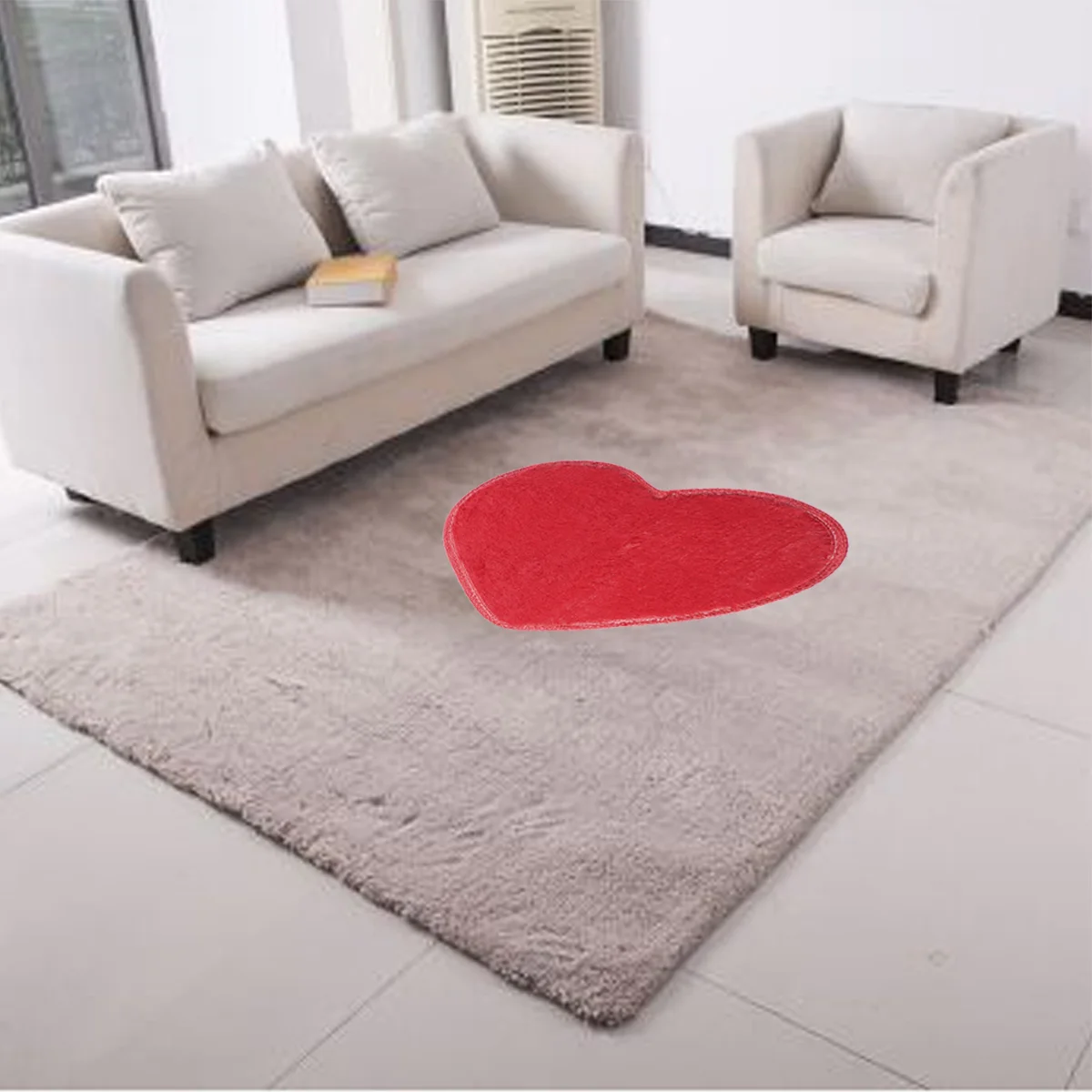

30X40Cm Heart Shape Ground Mat Soft Cotton Bath Rug Non-Slip For Bathroom Bedroom Living Room Red Silky Carpet
