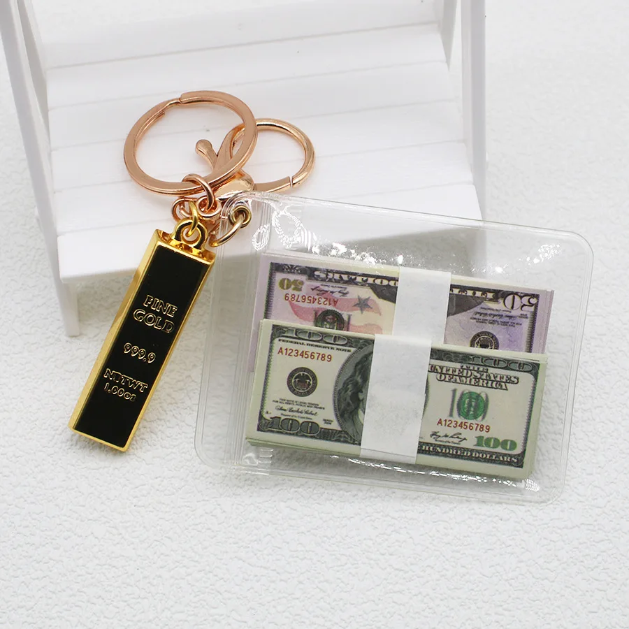 Simulation banknote US dollars Korean won pounds keychain banknote money charm mini cute coin pendant attracting money decorat