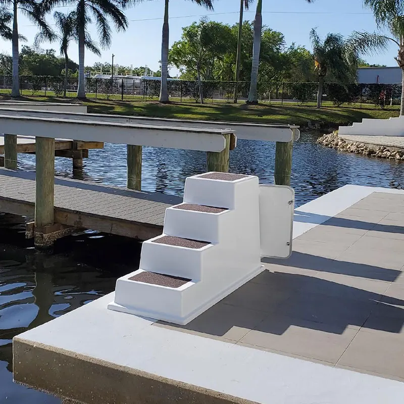 Custom Fiberglass Ladder Step Pontoon Boat Dock Box Lock Heavy Duty Fiberglass Marine Dock Storage Box