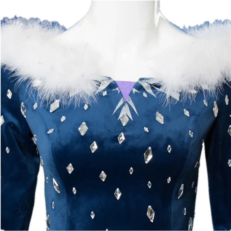 Ice Winter Queen Anime Princess Cosplay Costume Elsa Blue Fantasia Suit Halloween Party Women Girl Ball Dress up Stage Uniforms