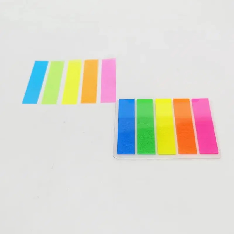 100 Sheets Neon Color Index Tabs, Transparent Self - adhesive Sticky Notes for Document Marking Student & Office Use