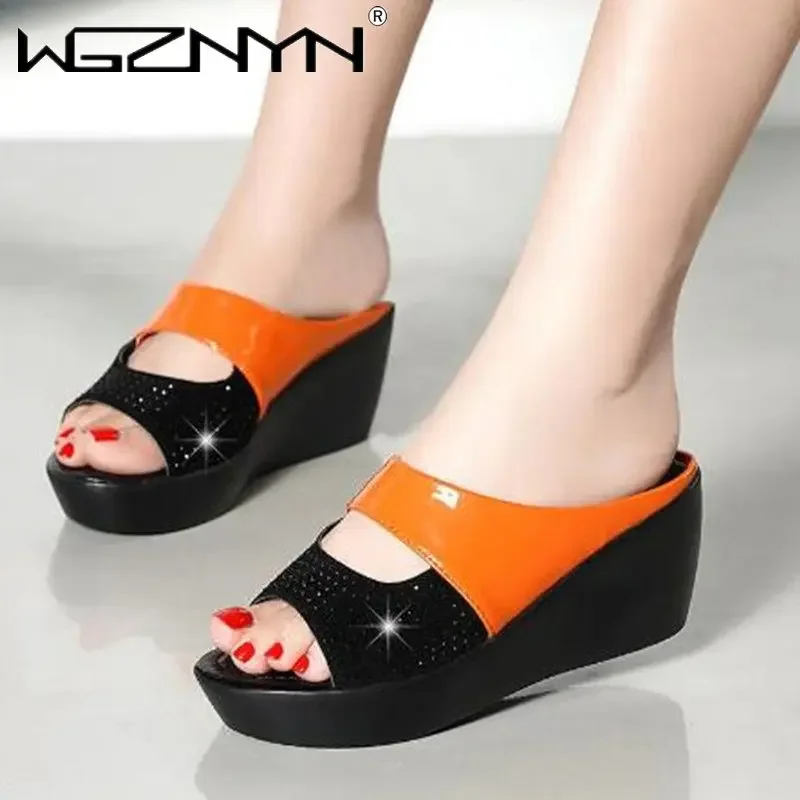 New Summer 2023 Trend Women\'s Sandals Fashion Casual Wedge Platform Peep Toe Shoes Female Retro Rome Thick Bottom Slippers