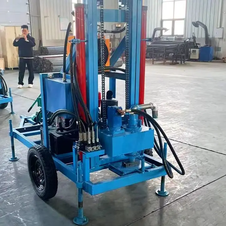 

Customized Flexible Mobile Water Well Drilling Rig Diesel Hydraulic 100-180m Borehole