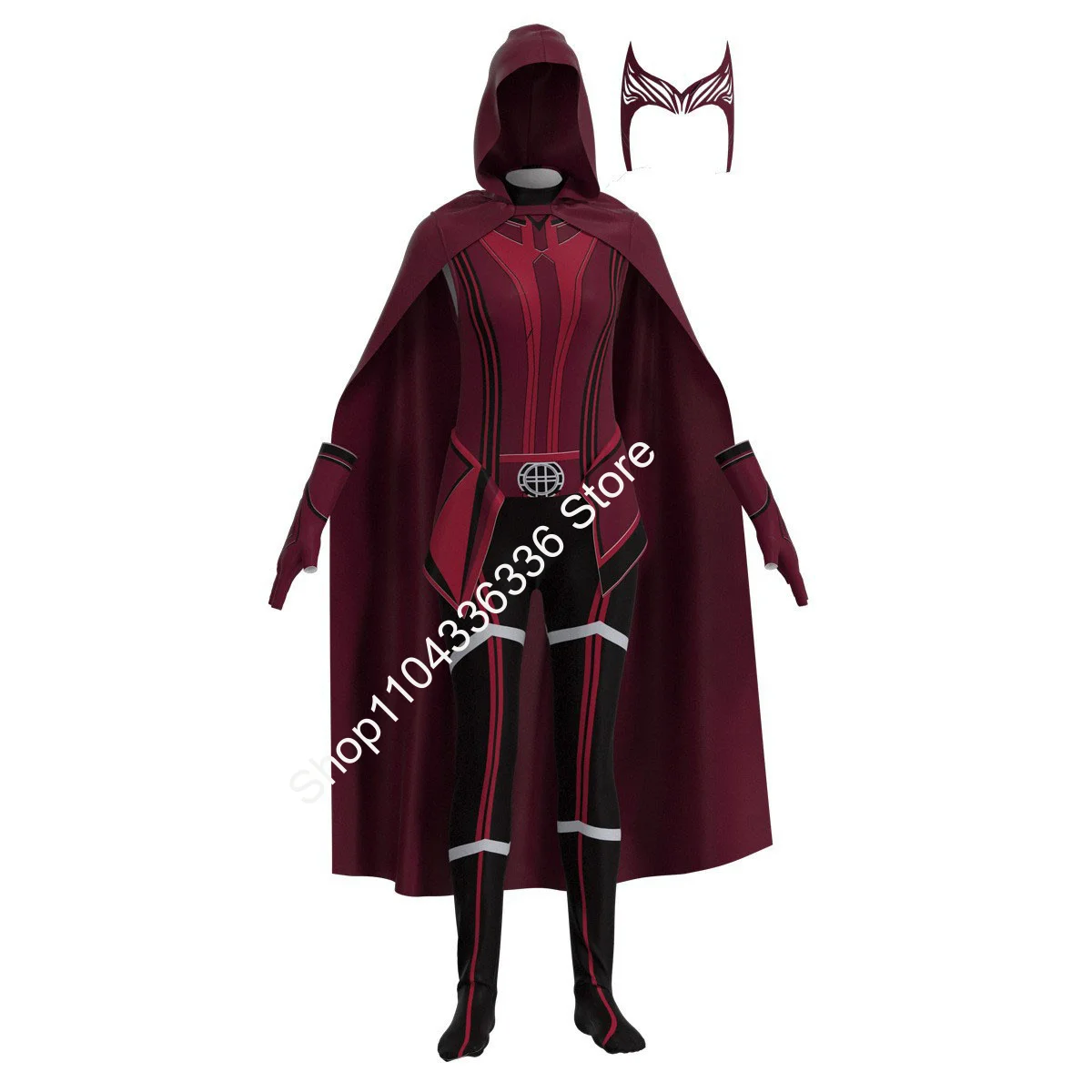 الفيلم تأثيري حلي القرمزي عباءة الجوارب هالوين هزلية غامضة مذهلة الزي كيب فريد خوذة الكبار فتاة 110-180