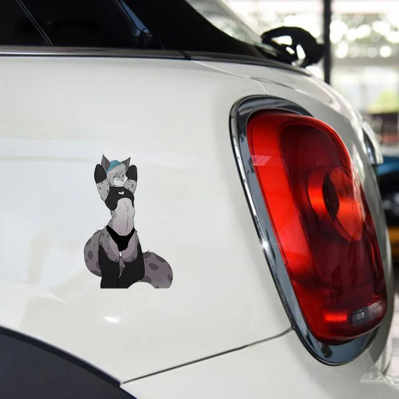 Cute Cartoon Furry Femboy Wolf Car Stickers Personality DIY Custom Printing Window Trunk Vinyl Decal Waterproof Car Accessories