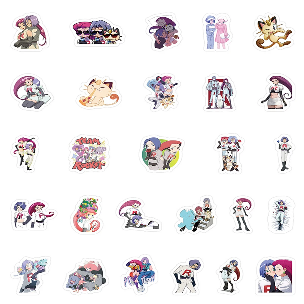 10/30/50pcs Anime Pokemon Funny Rocket Team Cartoon Stickers Decals DIY Scrapbook Laptop Phone Car Cute Graffiti Kid Sticker Toy