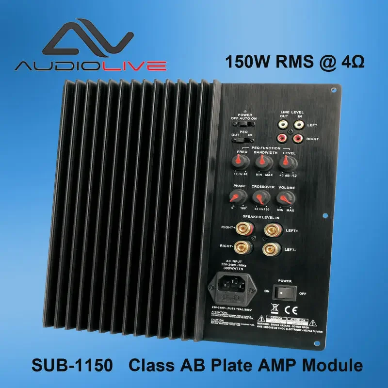 Módulo Amplificador Subwoofer, SUB-1150, 150W, RMS, Placa Classe AB, Subwoofer Áudio