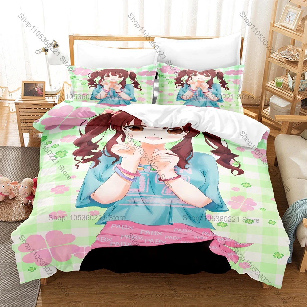 Cool Chieri Ogata THE IDOLM@STER Cinderella Girls Four Leaf Clover Duvet Cover Set 3PCS Bedding With 2 Pillowcases Cute Idol Fan