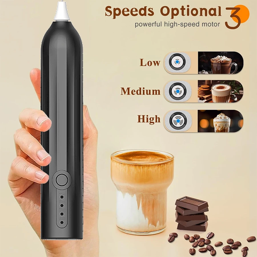 Wireless Electric Milk Frother Mini Handheld Wireless Portable and Powerful Model Coffee Milk Kitchen Mixer
