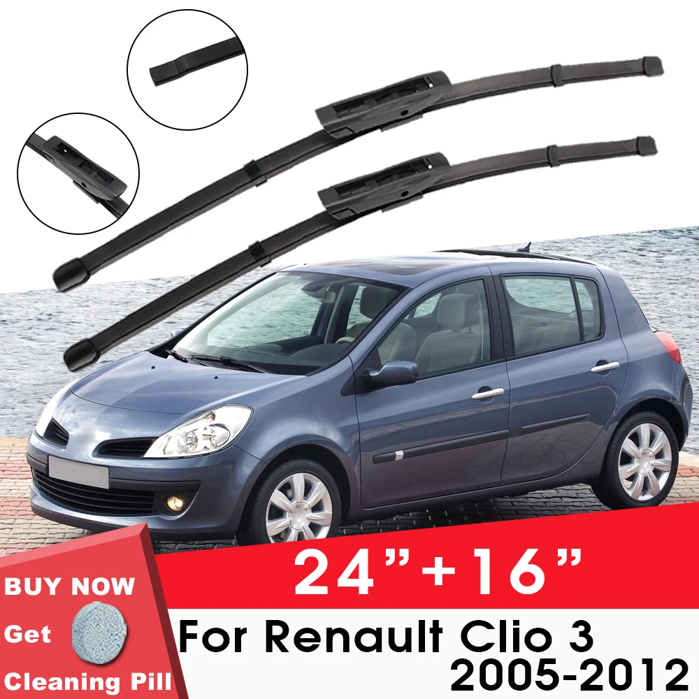 Car Wiper Blade Front Window Windshield Rubber Silicon Refill Wiper For Renault Clio 3 2005-2012 24\