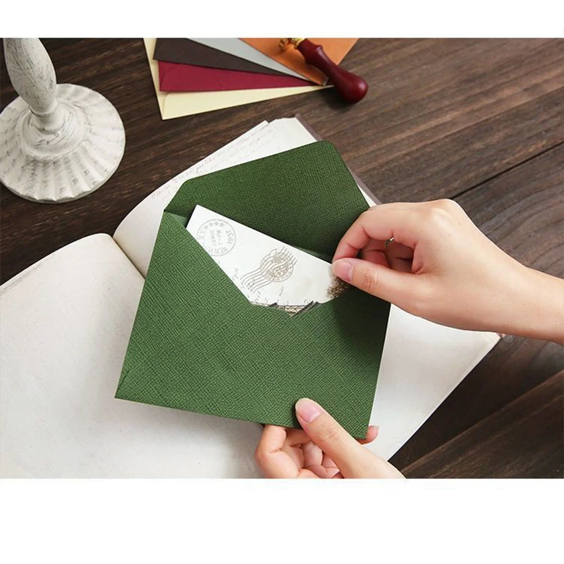 100 PCS +8 Sticker Classical White Black Kraft Blank Mini Paper Window Envelopes Wedding Invitation Envelope Gift Envelope