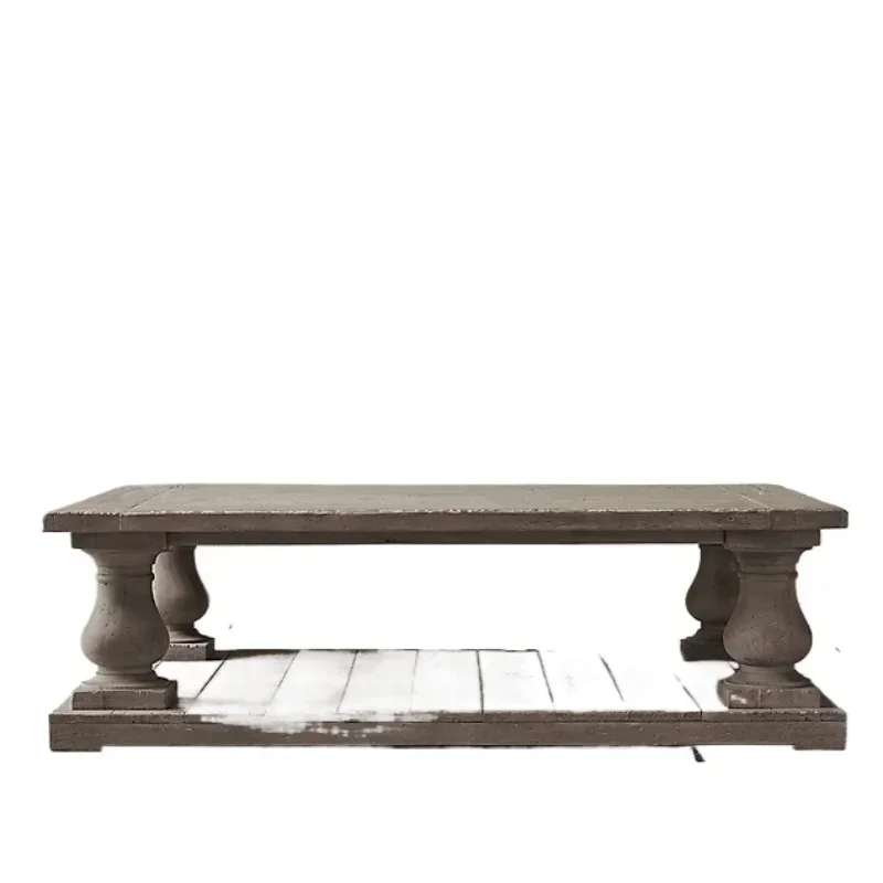 Solid wood square coffee table American country retro oak living room household small apartment coffee table