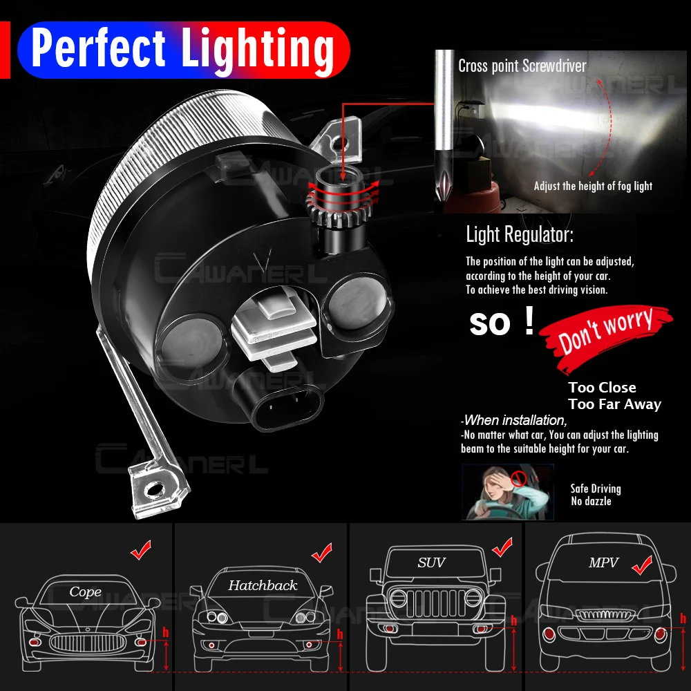 2 X 30W LED Fog Light Assembly Car No Error Fog Daytime Running Lamp 6000LM For Volkswagen VW Golf Plus 2004 2005 2006 2007 2008