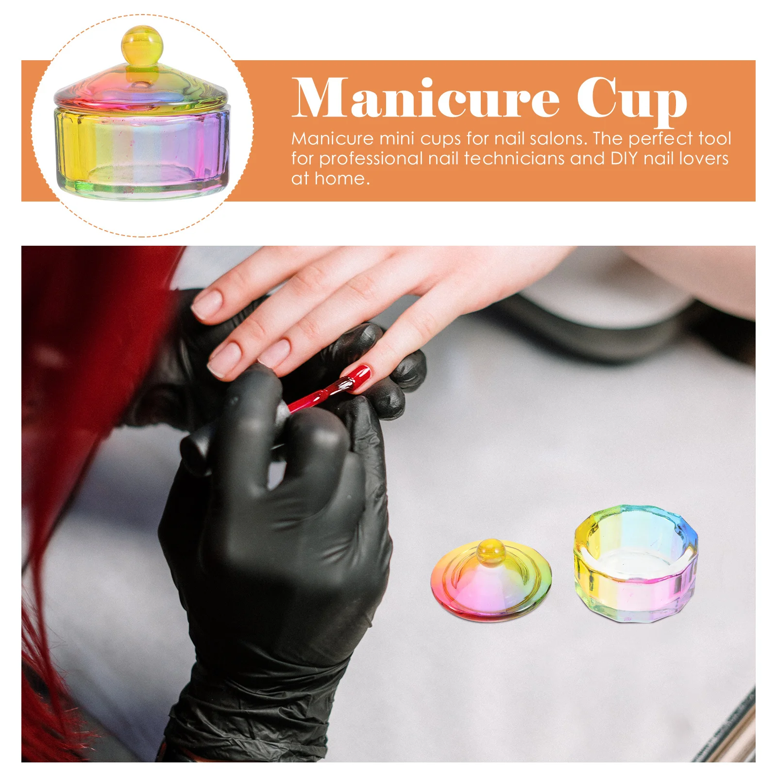 

2Pcs Nail Dappen Dish Lid Crystal Glass Acrylic Manicure Cup Monomer Holder Nail Art Mixing Bowl Monomer Dish Manicure Cup