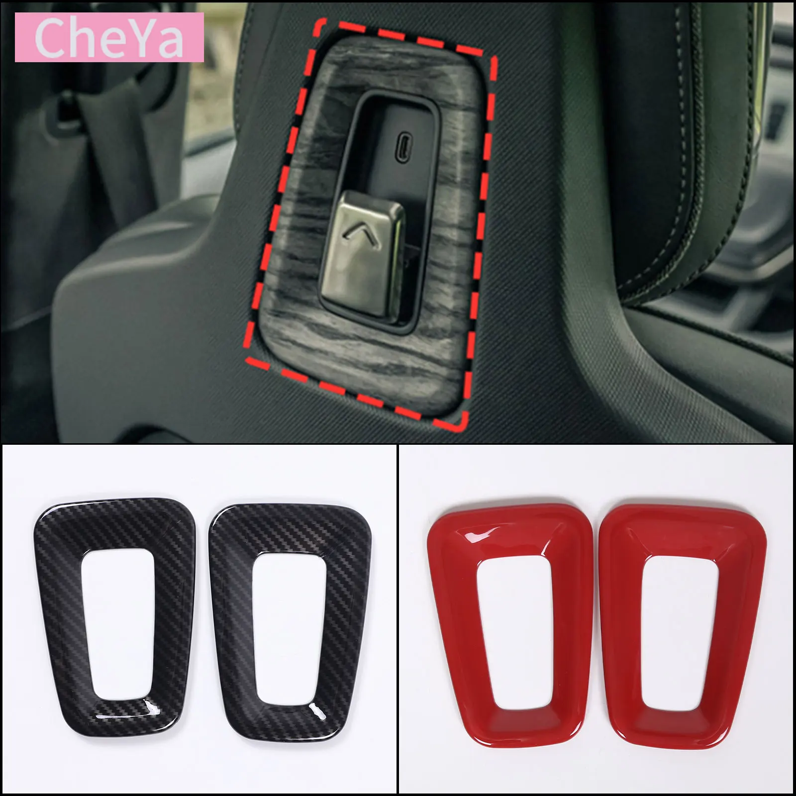 

ABS Carbon Fiber Pattern Car Seat Back Hook Panel Decorative Cover for Rivian R1T R1S 2020-23 Interior Modification Accessories