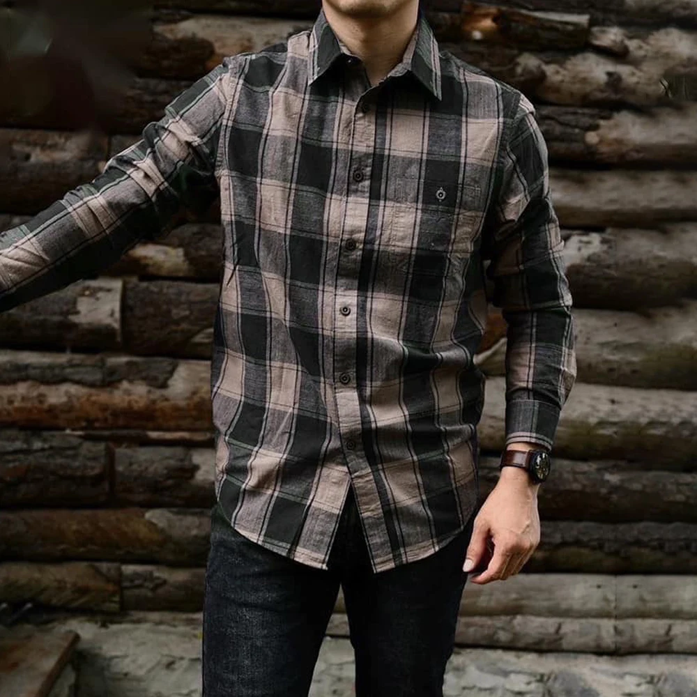 

Mens Plaid Shirt Soft Button Down Collar Pattern Long Sleeve Casual Slim Tops