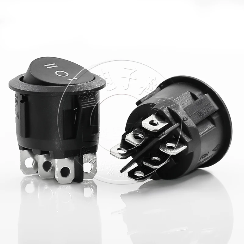 2/5/10Pcs KCD1-206 3-Position 6Pin Circular Rocker Ship Button Power Switch Black